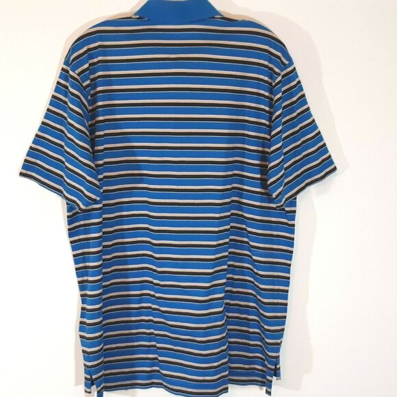 Peter Millar Golf Polo Shirt Beaufort Stripe Lisle Knit Mens Large Blue Striped - Picture 3 of 4